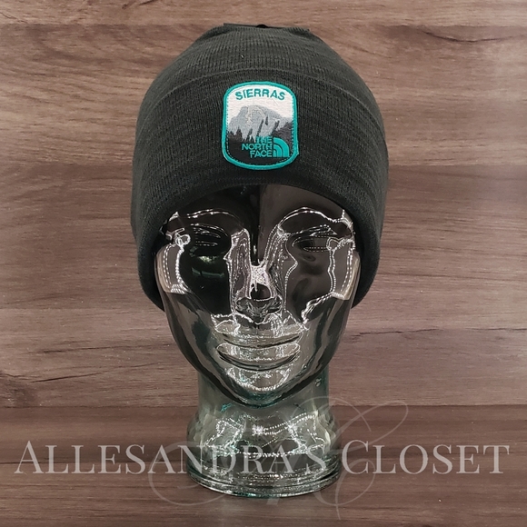 The North Face Hat Beanie Tnf Black Heather Embroidered Earthscape Knit Outdoor - Picture 2 of 5